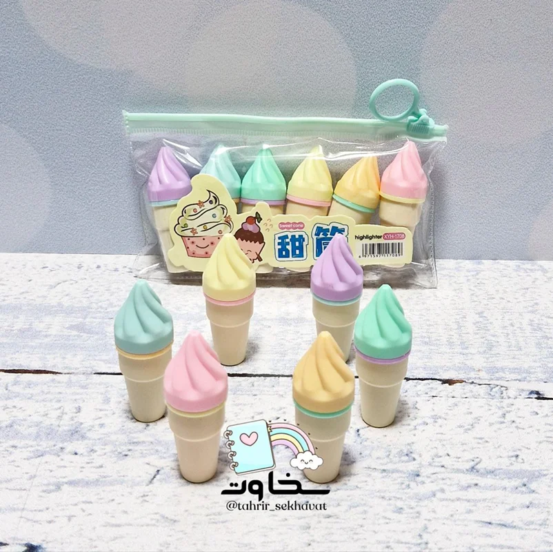 هایلایتر ۶رنگ بستنی 🍦(۱۲بسته )