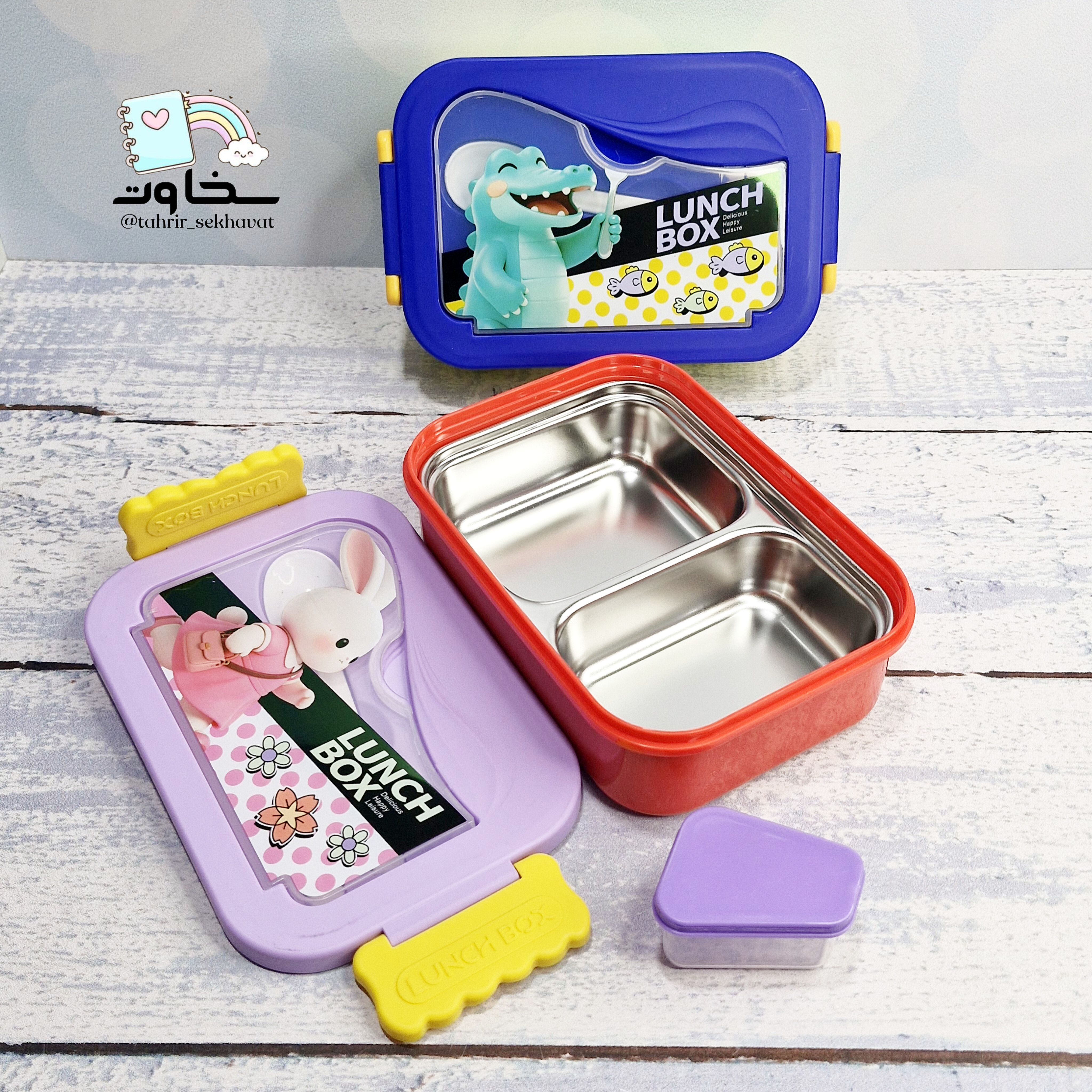 ظرف غذا وارداتی استیل دوقسمته حیوانات کد۲(۶عددی)